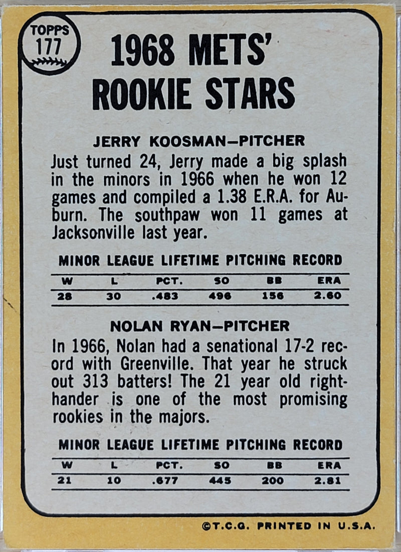 1968 Topps Mets 1968 Rookie Stars (Jerry Koosman / Nolan Ryan) RC #177-2