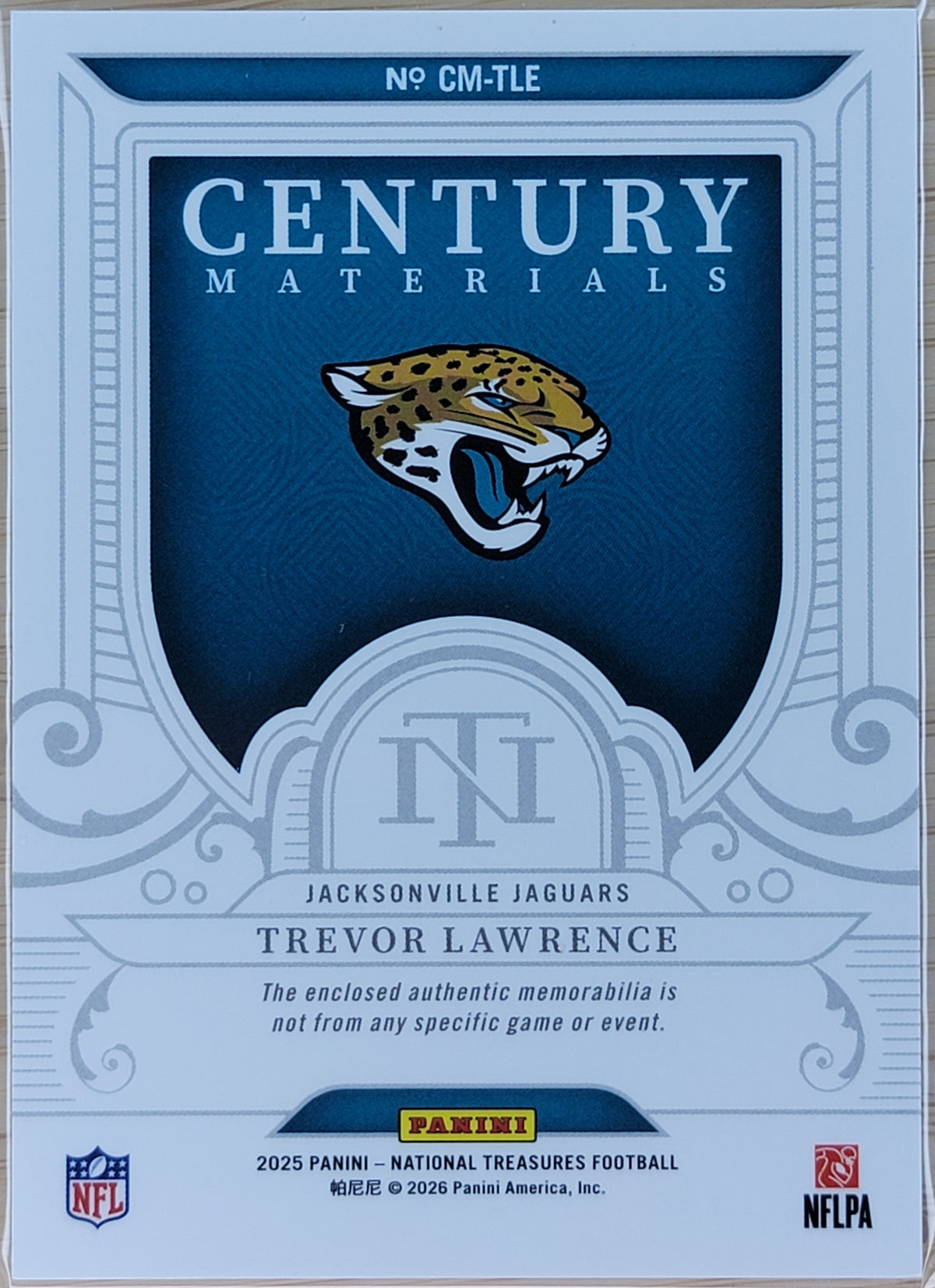 2025 Panini National Treasures Trevor Lawrence Century Materials #/49 #CM-TLE-2