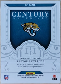 2025 Panini National Treasures Trevor Lawrence Century Materials #/49 #CM-TLE-2