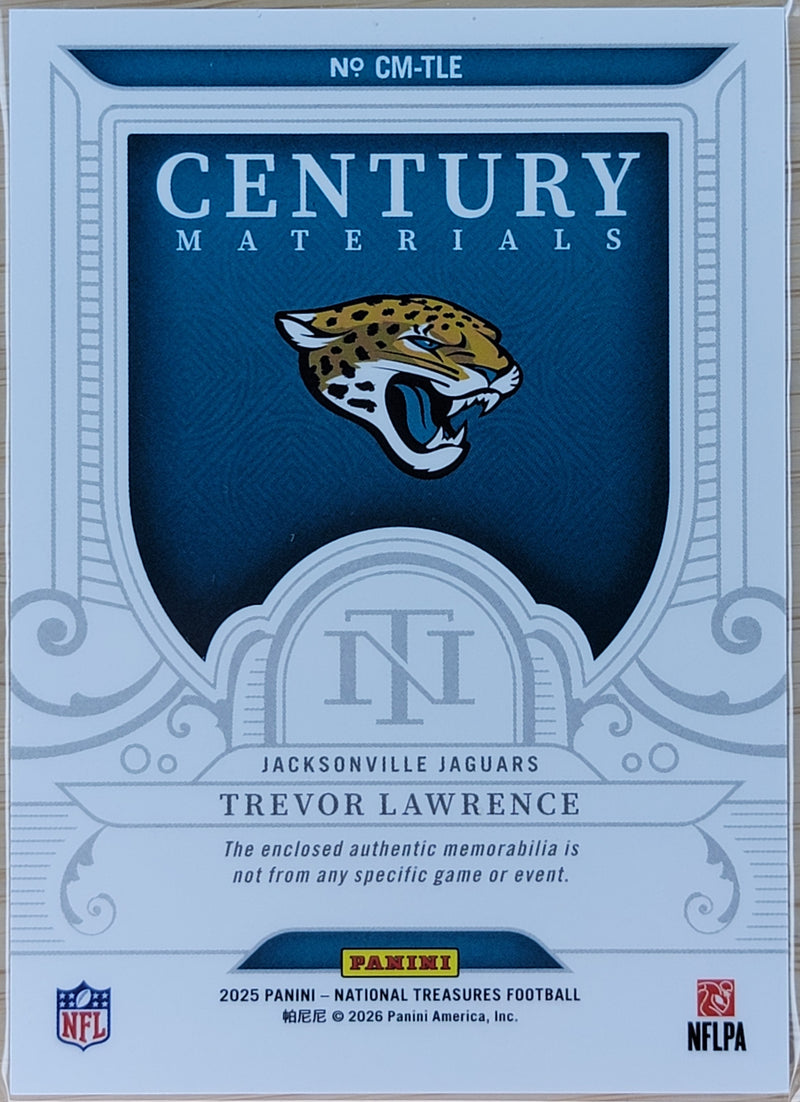 2025 Panini National Treasures Trevor Lawrence Century Materials #/49 #CM-TLE-2