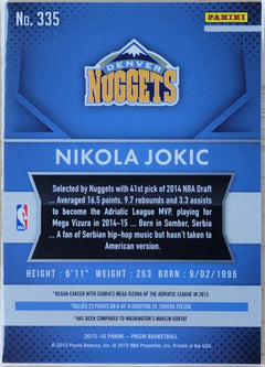 2015-16 Panini Prizm Nikola Jokic Silver RC #335-2
