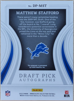 2024 Panini Immaculate Collection Matthew Stafford Immaculate Draft Pick Autographs #/25 AU #DP-MST-2