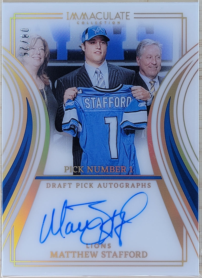 2024 Panini Immaculate Collection Matthew Stafford Immaculate Draft Pick Autographs #/25 AU #DP-MST-1