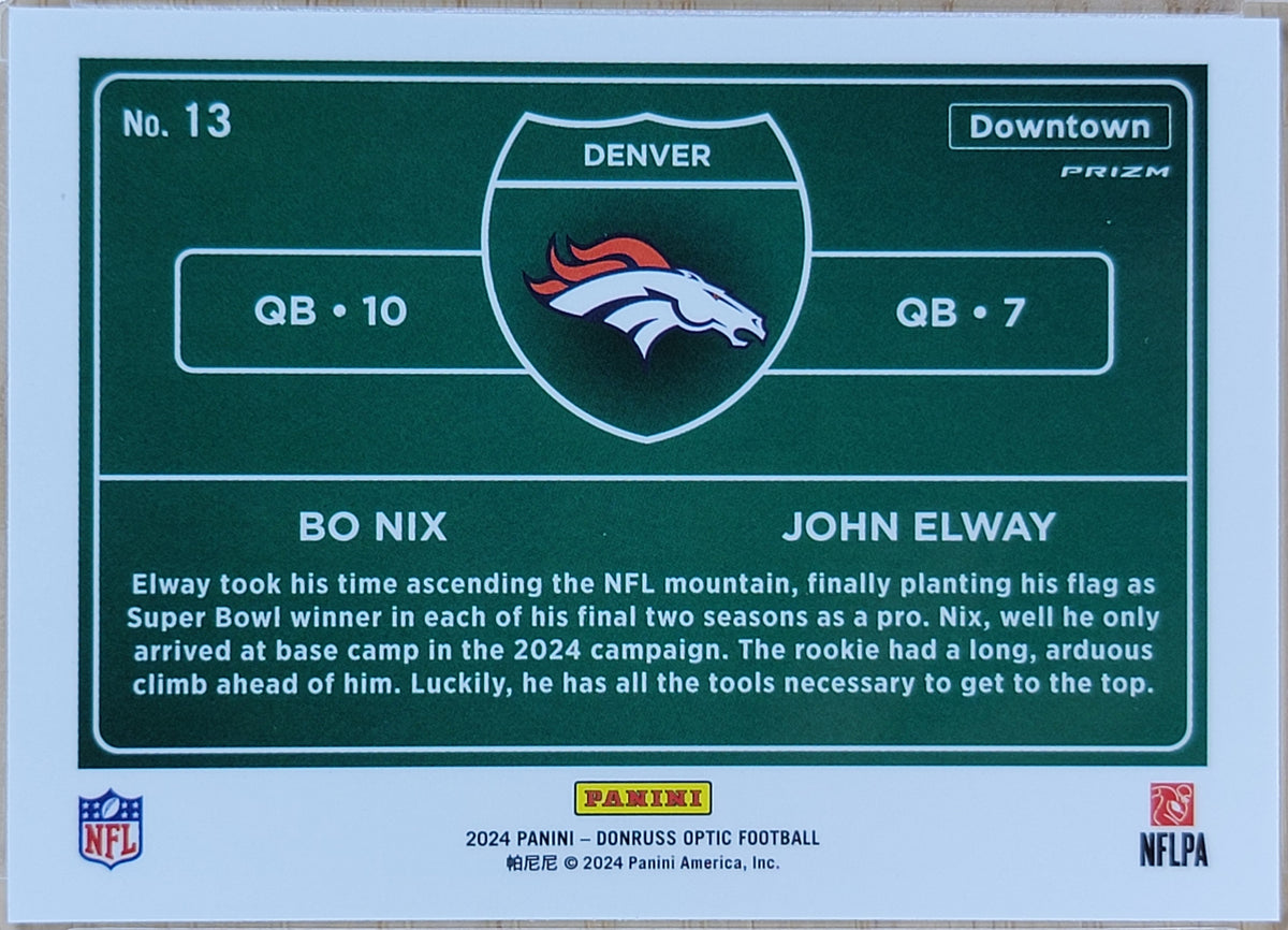 2024 Donruss Optic Bo Nix / John Elway Downtown Duos #13-2
