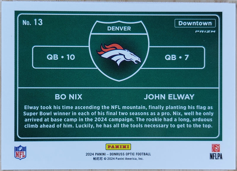 2024 Donruss Optic Bo Nix / John Elway Downtown Duos #13-2