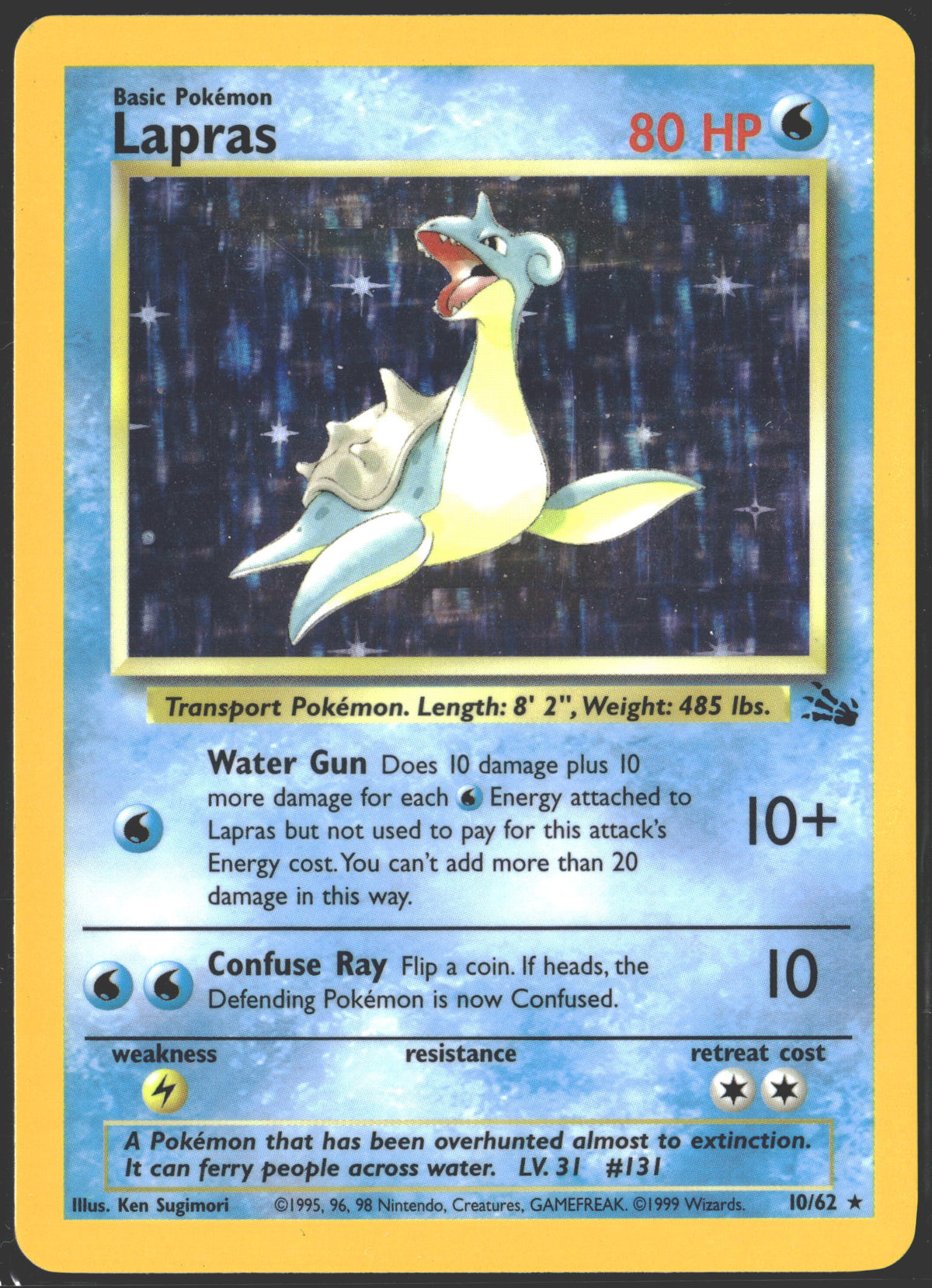 1999 Lapras Holo Fossil #10/62