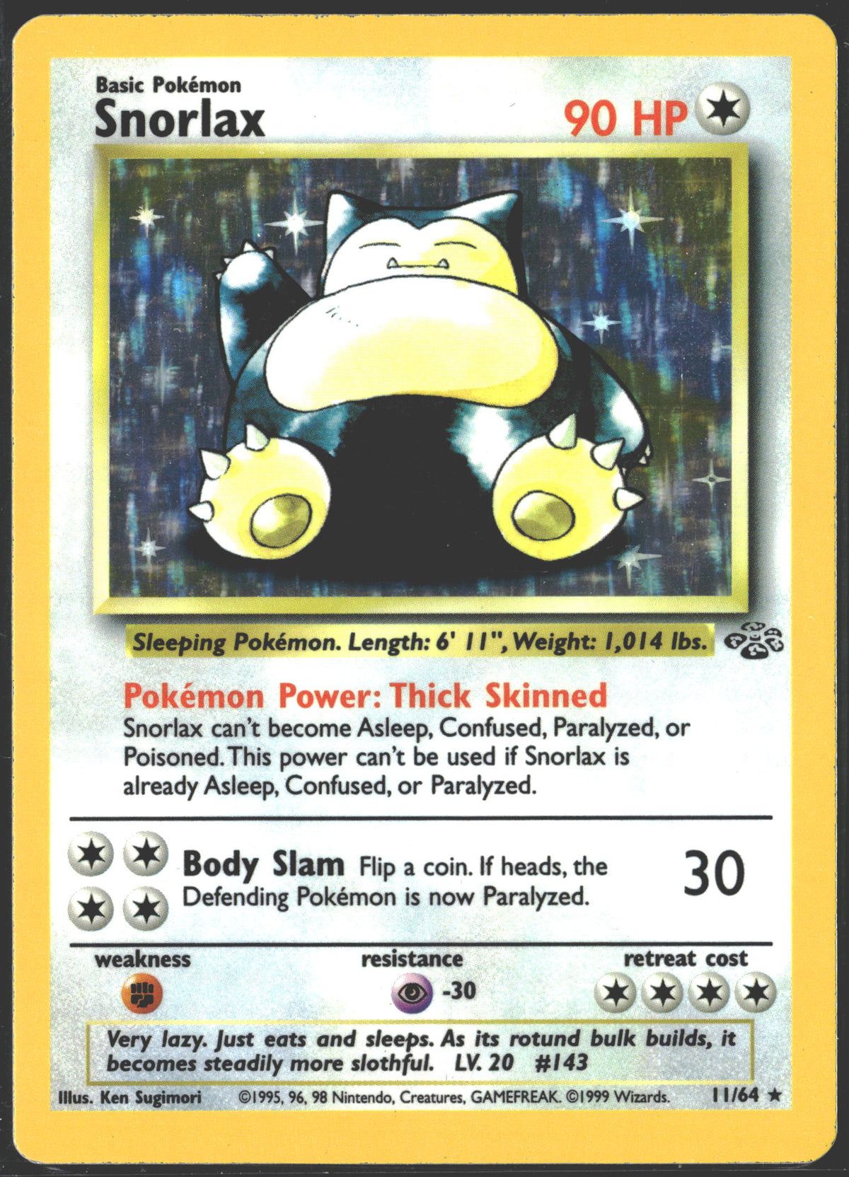 1999 Snorlax Holo Jungle #11/64-1
