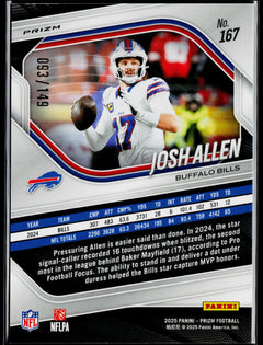 2025 Panini Prizm Josh Allen Red Wave #/149 #167-2