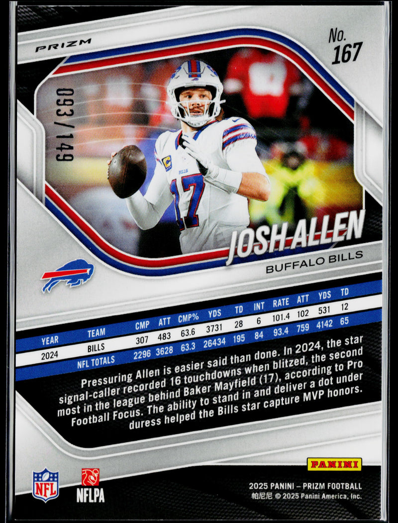2025 Panini Prizm Josh Allen Red Wave #/149 #167-2