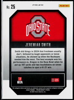 2025 Panini Prizm Draft Picks Jeremiah Smith New Recruits Gold Ice #25-2
