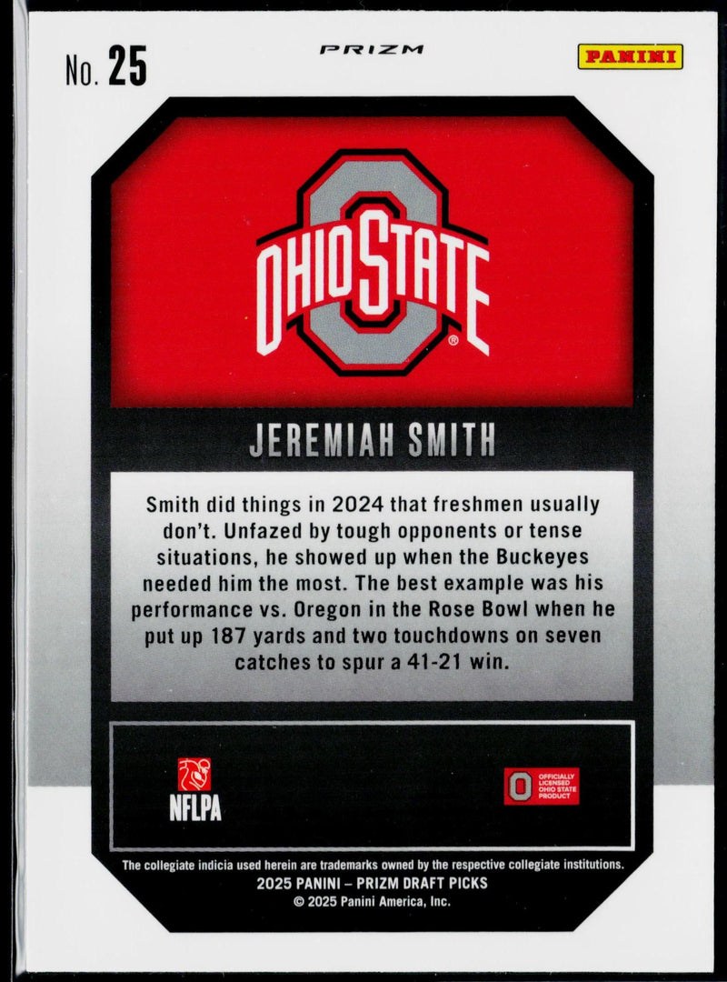2025 Panini Prizm Draft Picks Jeremiah Smith New Recruits Gold Ice #25-2
