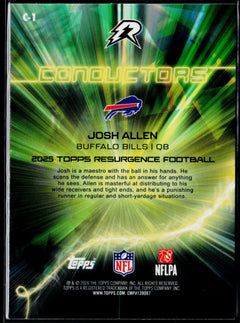 2025 Topps Resurgence Josh Allen Conductors Yellow Surge Refractor #/225 #C-1-2