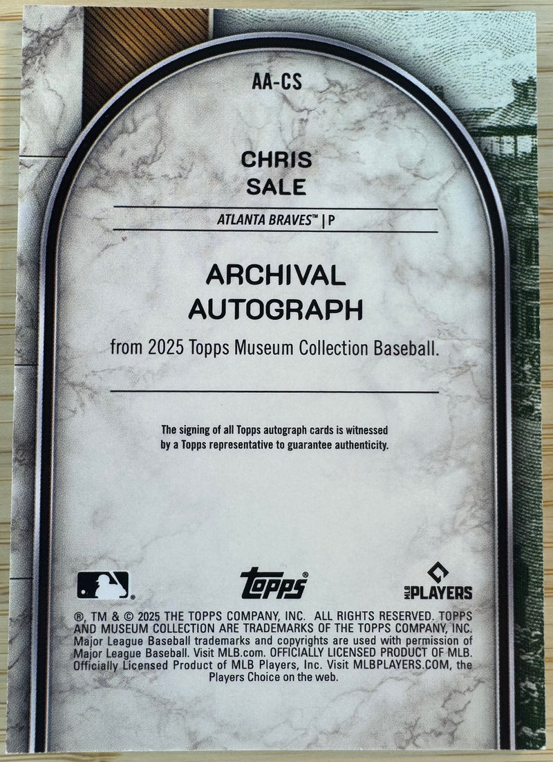 2025 Topps Museum Collection Chris Sale Pink/99 AU #AA-CS-2