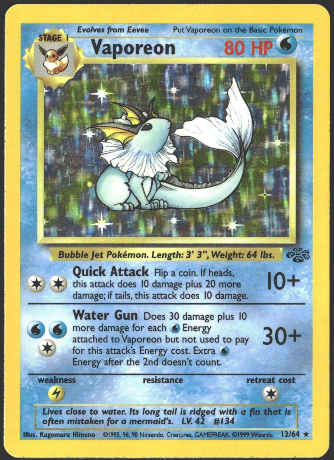1999 Vaporeon Holo Jungle #12/64-1