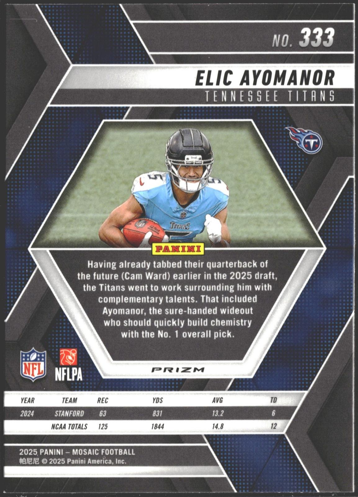 2025 Panini Mosaic Elic Ayomanor Mosaic Reactive Yellow RC #333-2