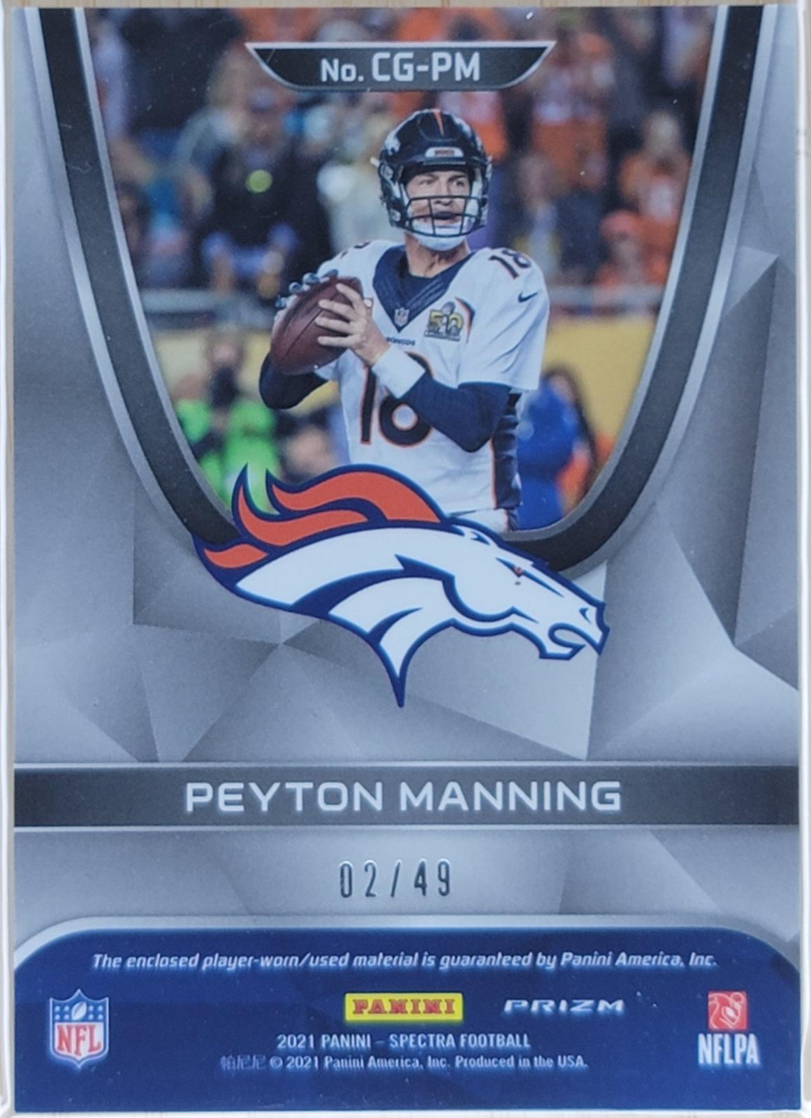 2021 Panini Spectra Peyton Manning Championship Gear #/49 #CG-PM-2