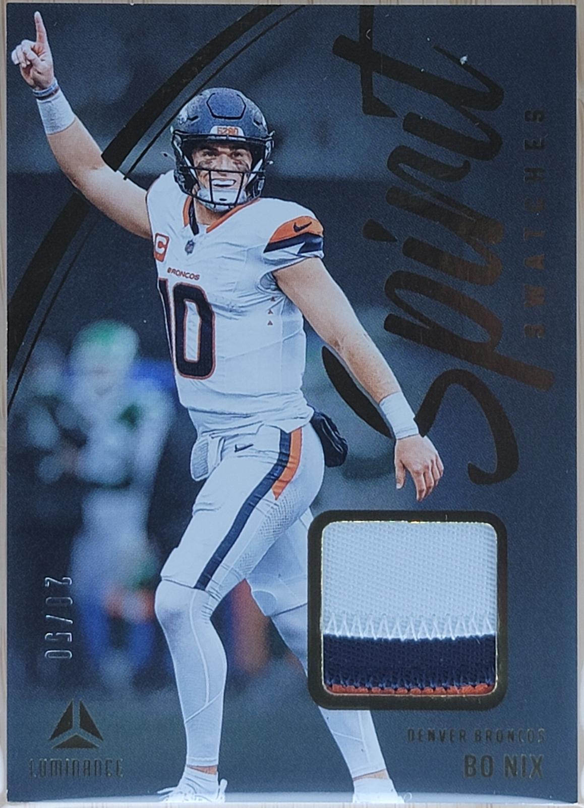 2025 Panini Luminance Bo Nix Spirit Swatches Gold #/50 #SSW-BNX