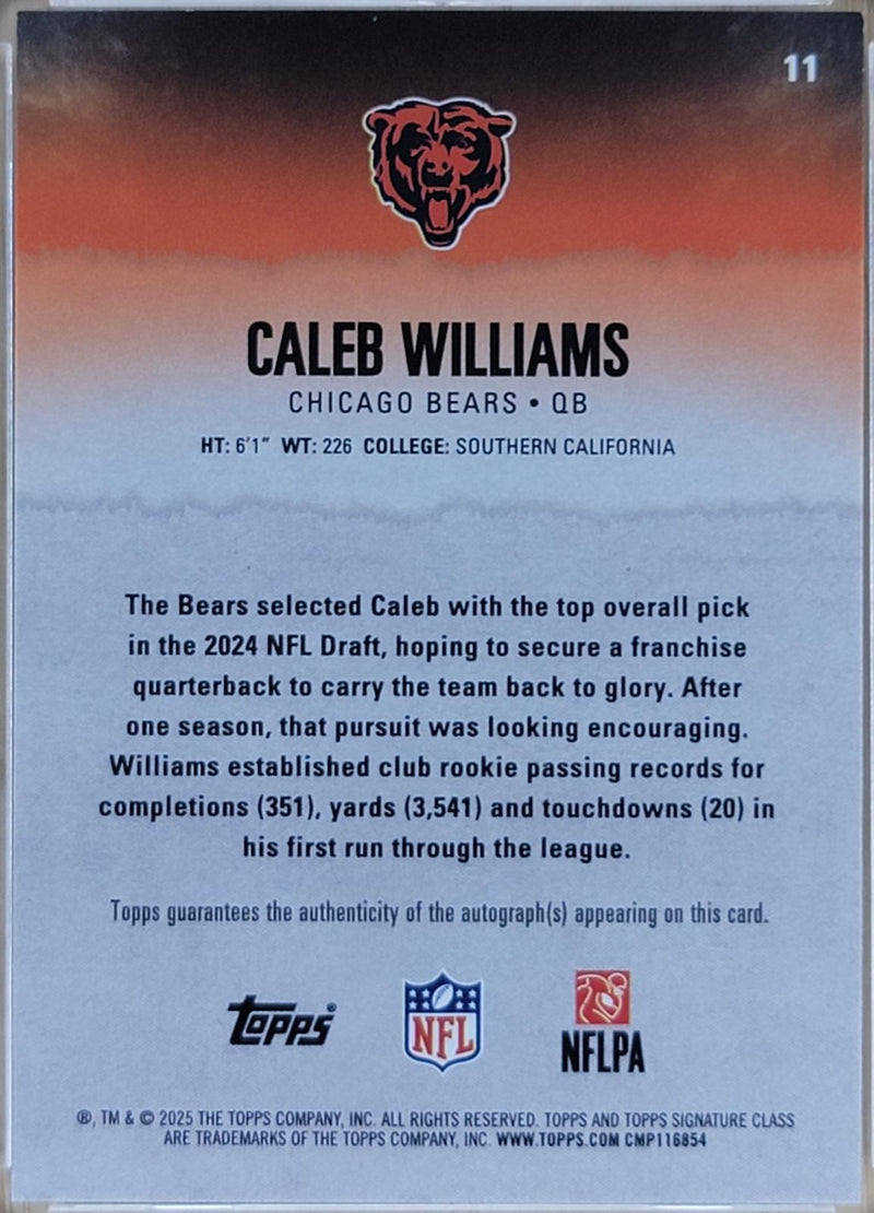 2025 Topps Signature Class Caleb Williams Autographs Silver #/275 AU #11-2