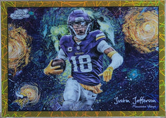 2025 Topps Chrome Cosmic Justin Jefferson Stars in the Night Gold Interstellar Refractor #/50 #STN-19-1
