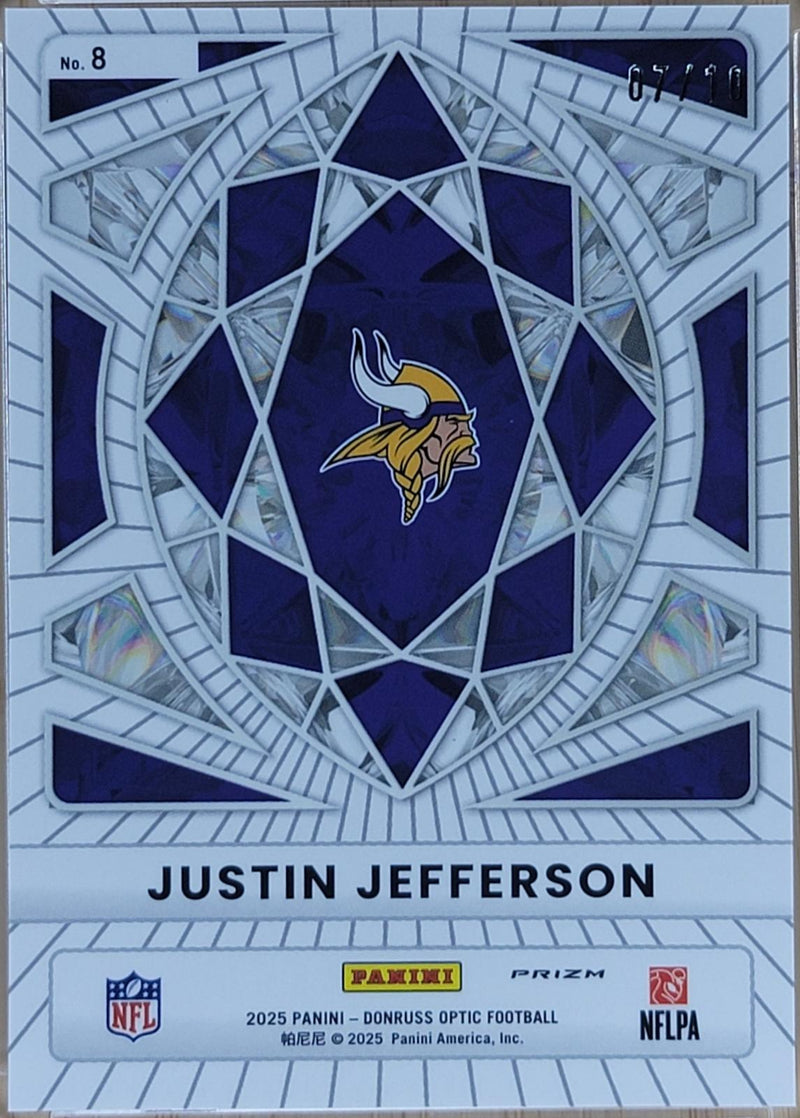 2025 Donruss Optic Justin Jefferson Diamond Hands Gold #/10 #8-2