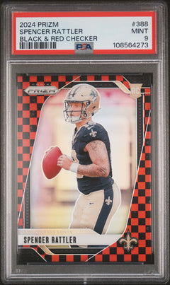 2024 Prizm Spencer Rattler Black and Red Checker Rookie PSA 9 #388-1