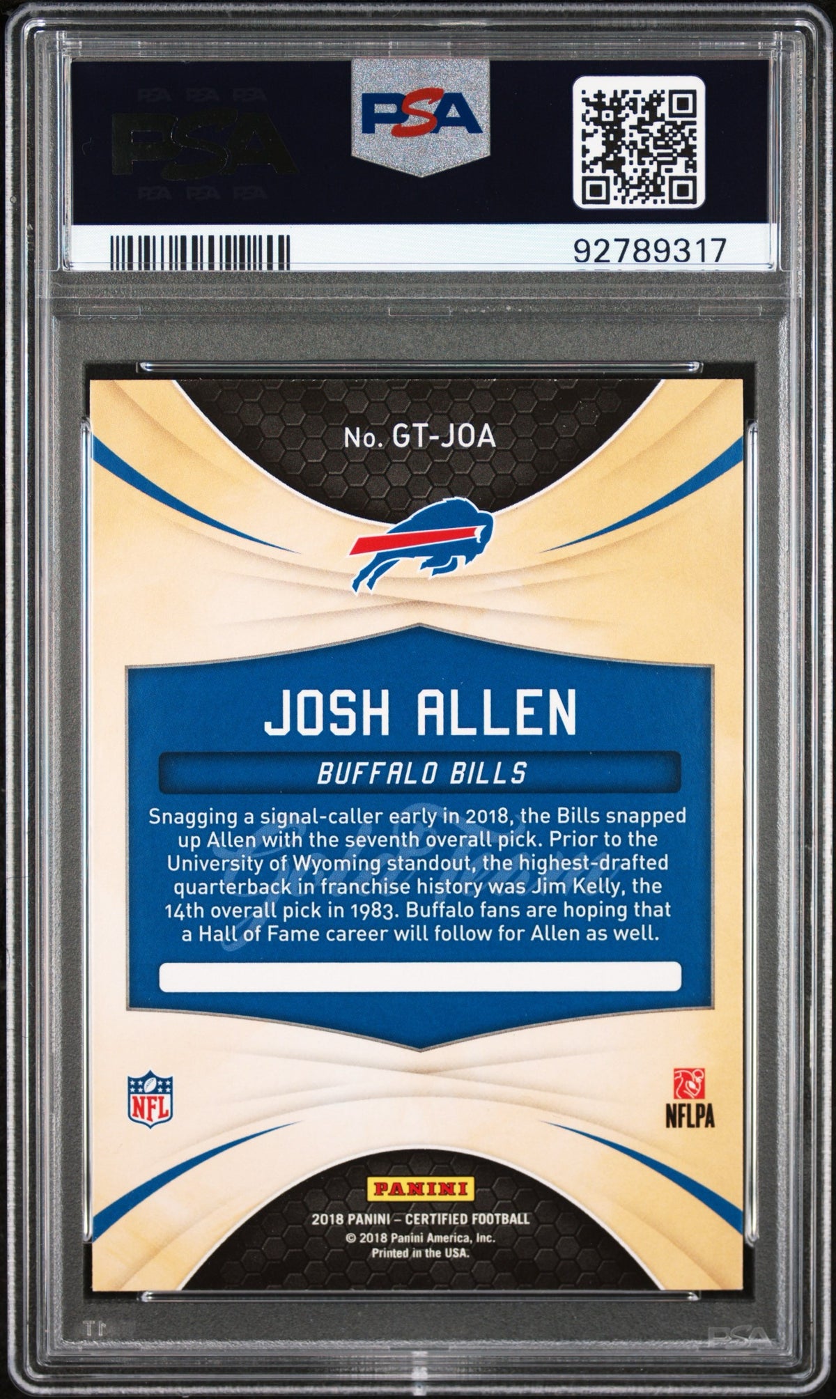 2018 Panini Certified Josh Allen Gold Team Rookie PSA 9 #JOA