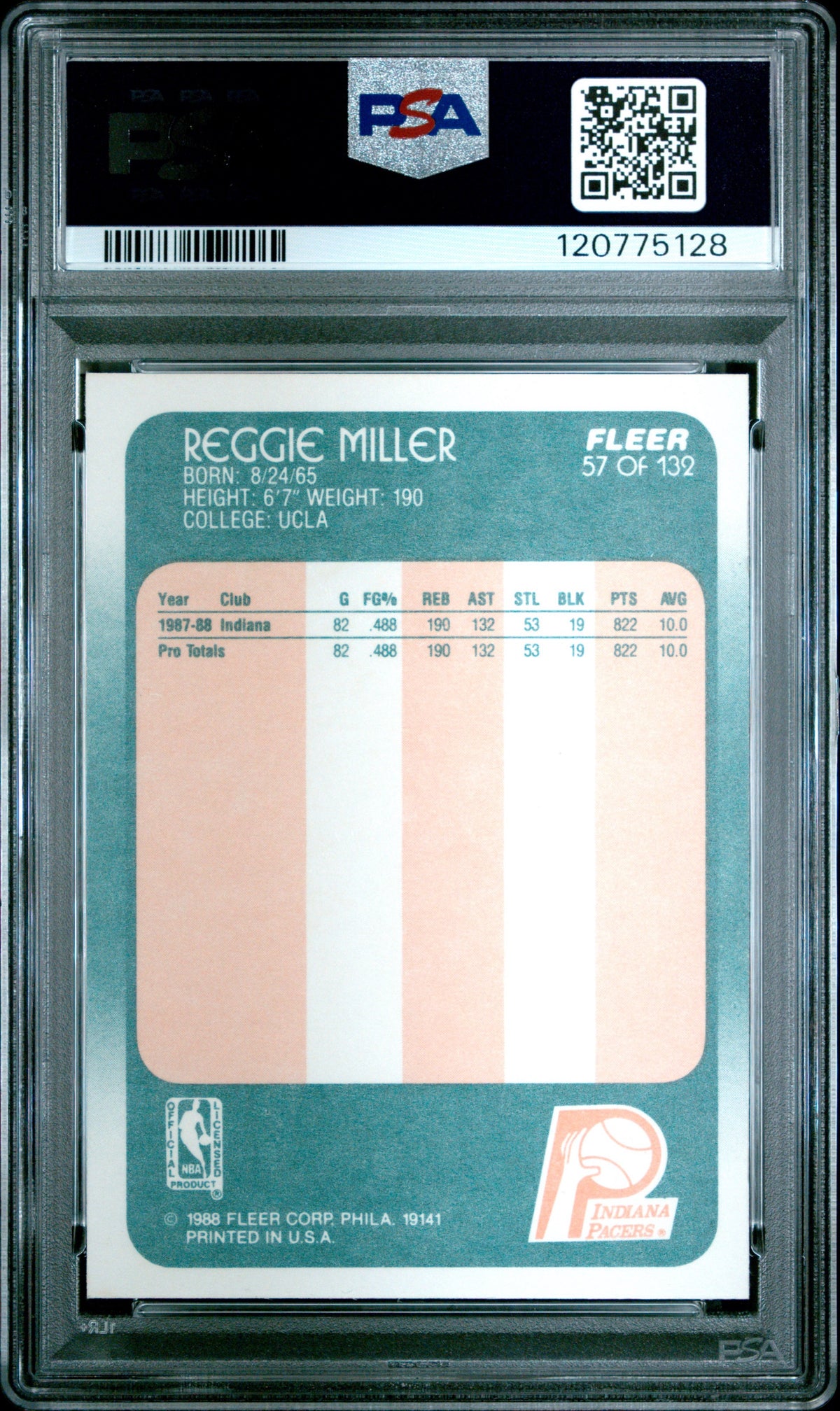 1988 fleer Reggie Miller PSA 8-2