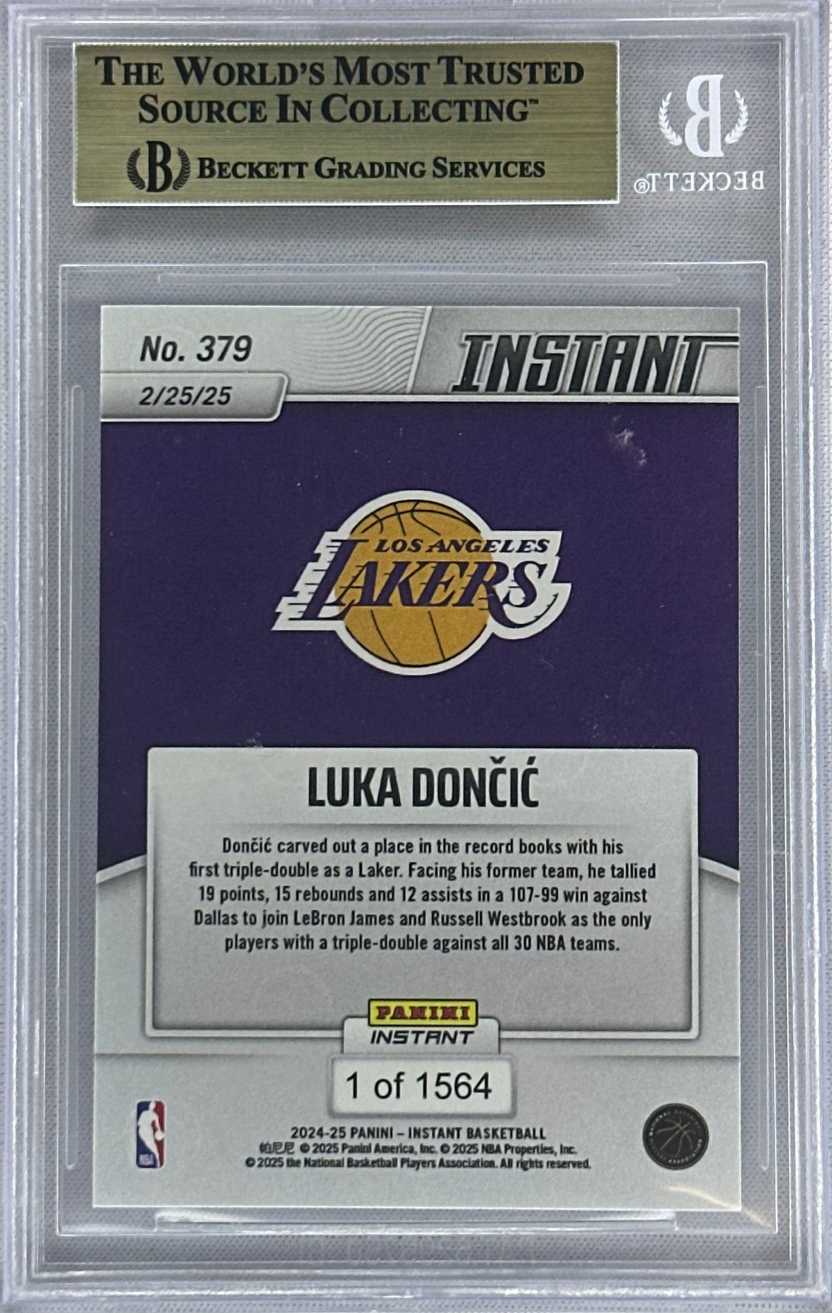2024 Panini Instant Luka Doncic Beckett 10 1 of 1564 #379
