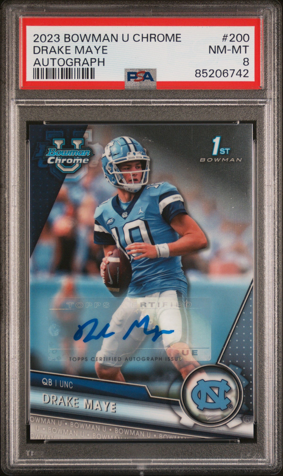 2023 Bowman Chrome Drake Maye autograph 200 PSA 8-1