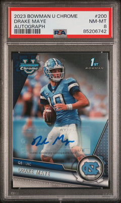 2023 Bowman Chrome Drake Maye autograph 200 PSA 8-1