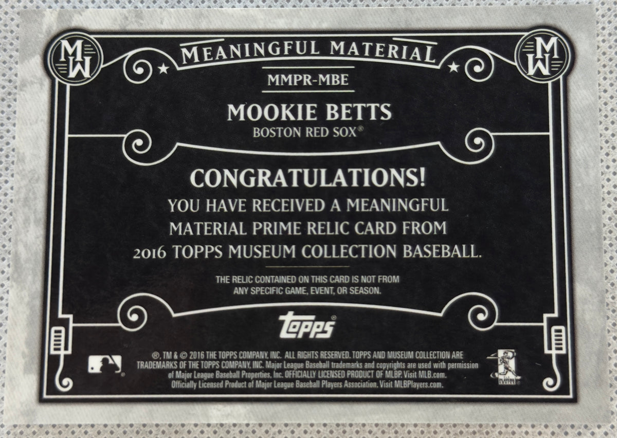 2016 Mookie Betts Meaningful Material Auto /50-2
