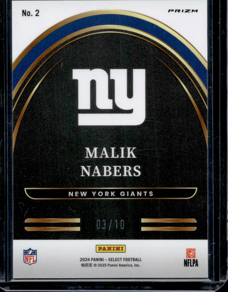 2024 Panini Select Malik Nabers Future Gold /10 #2-2