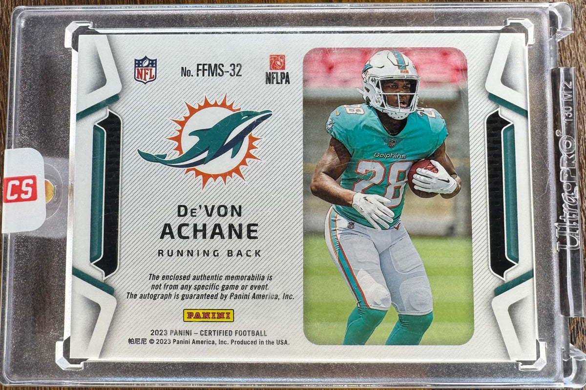 2023 Certified Devon Achane Freshman Fabric Gold Yellow /25 FFMS-32￼-2