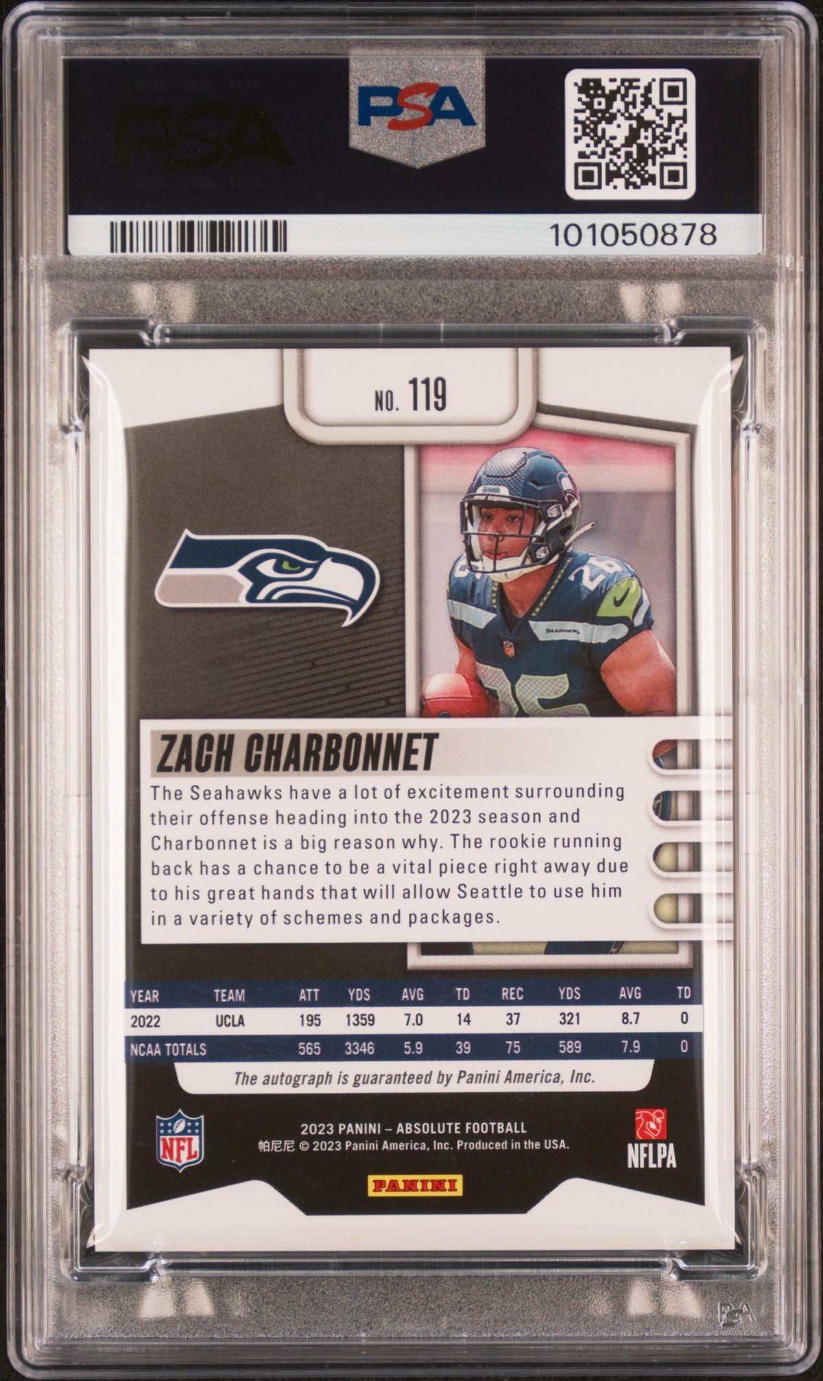 2023 Absolute Zach Charbonnet Signature Gold Spectrum PSA 9 /10 #119