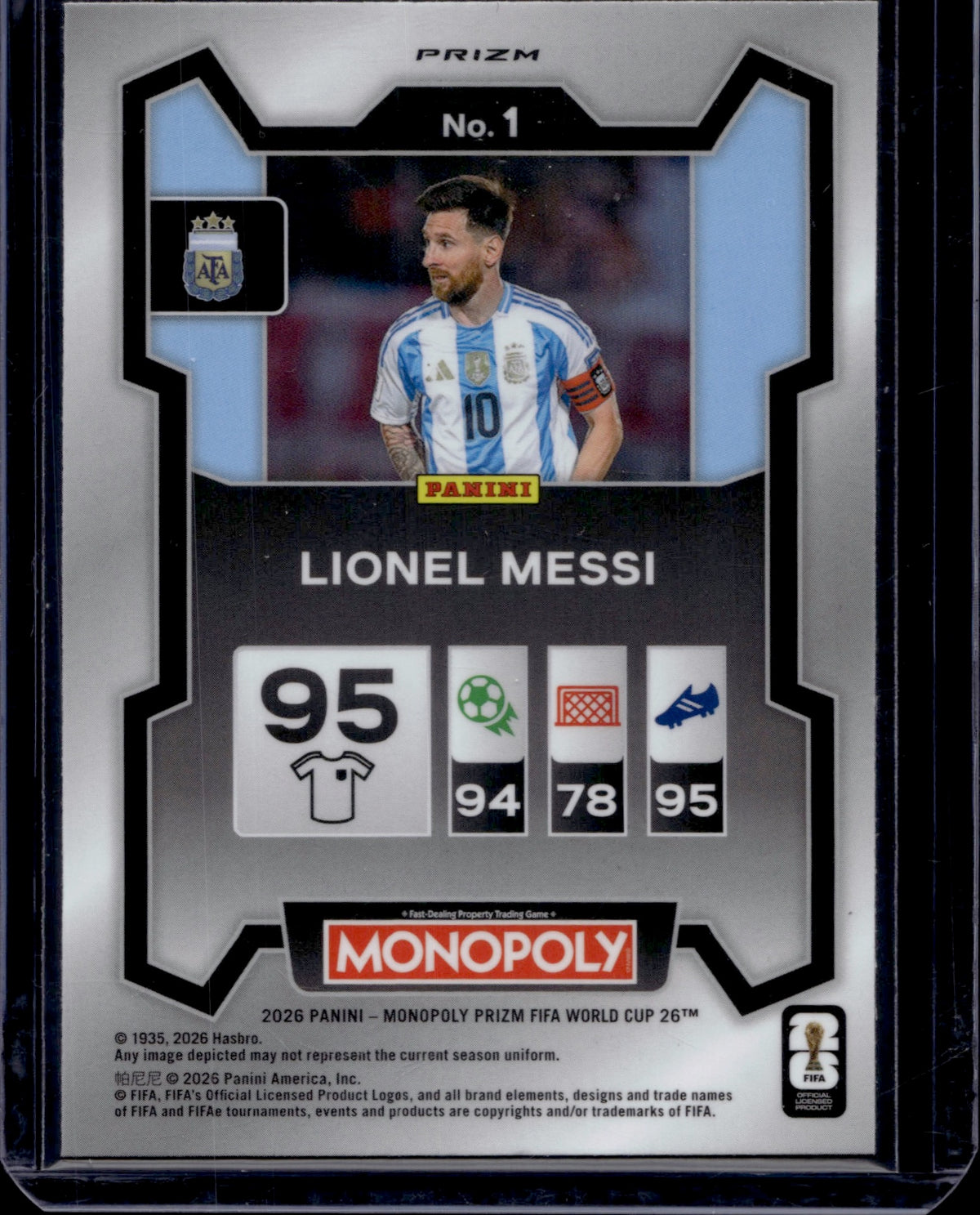2026 Lionel Messi Blue Monopoly #1 FIFA World Cup
