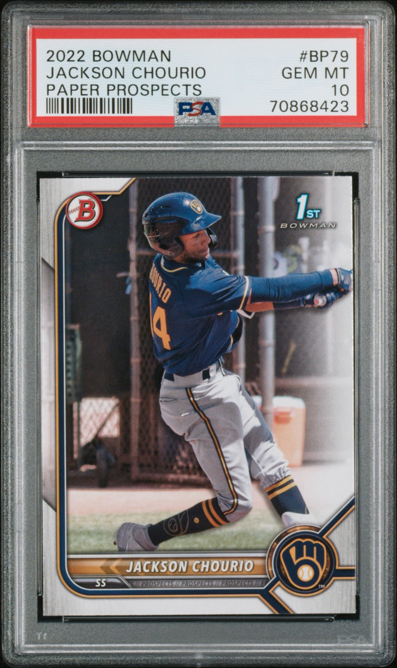 2022 Bowman Jackson Chourio Paper Prospects PSA 10 #BP79-1