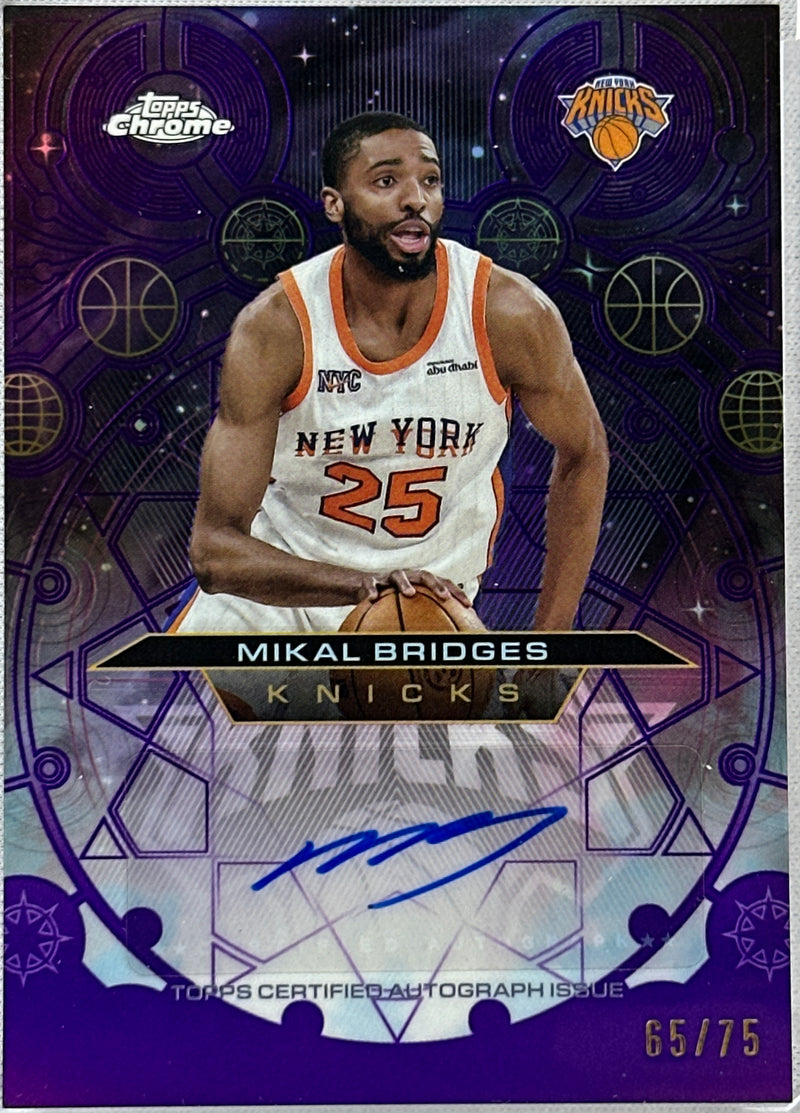 2025 Topps Chrome Mikal Bridges Purple Refractor Auto /75 #CH-MB-1