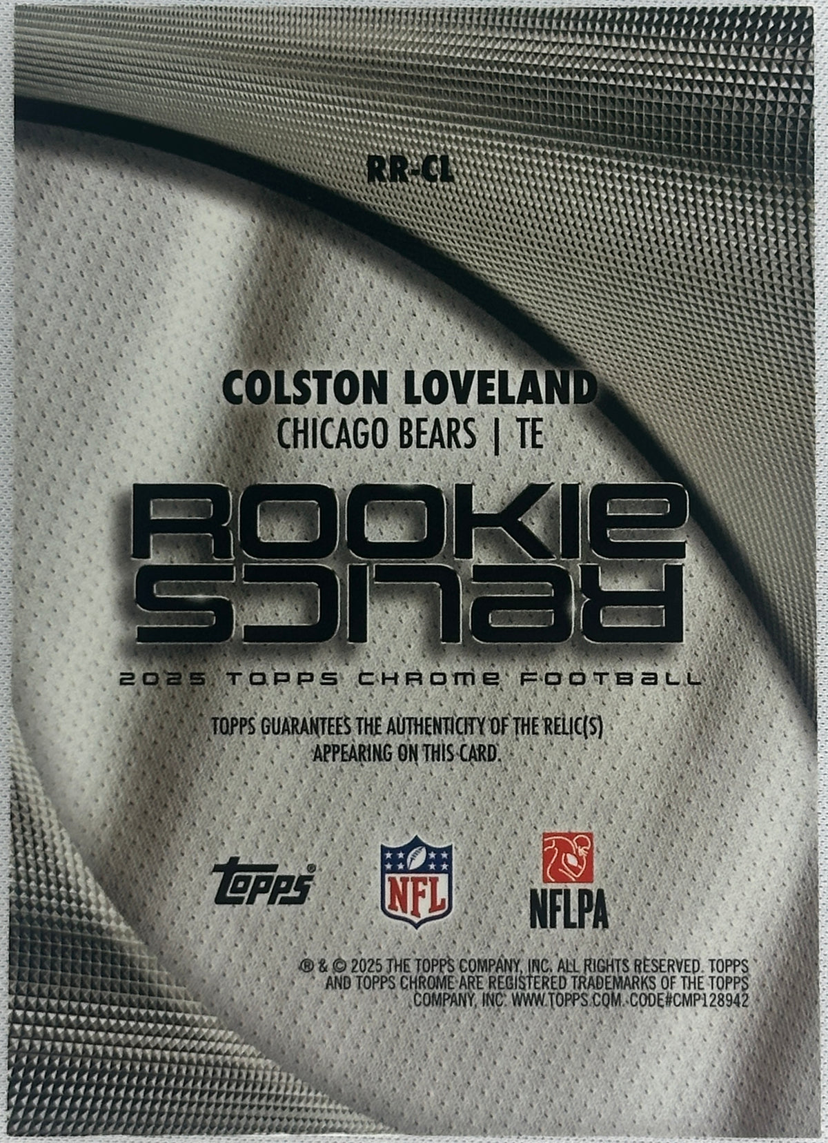 2025 Topps Chrome Colston Loveland Rookie Relics RC /99 #RR-CL