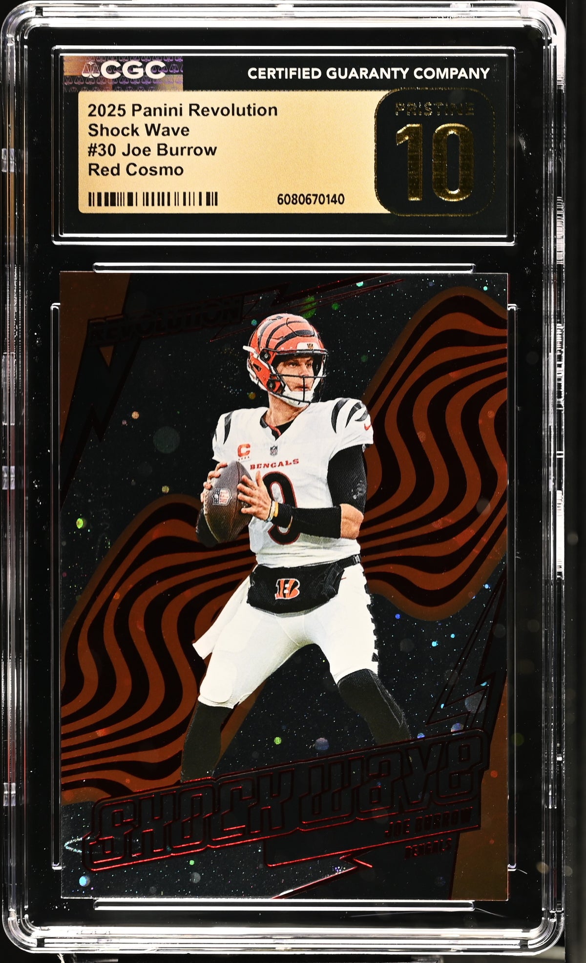 2025 Panini Revolution Shock Wave Joe Burrow Red Cosmo /50 Pristine CGC 10