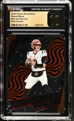 2025 Panini Revolution Shock Wave Joe Burrow Red Cosmo /50 Pristine CGC 10-1