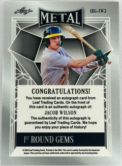 2023 Leaf Metal Jacob Wilson 1st Round Gems Auto /9 #IRG-JW2-2