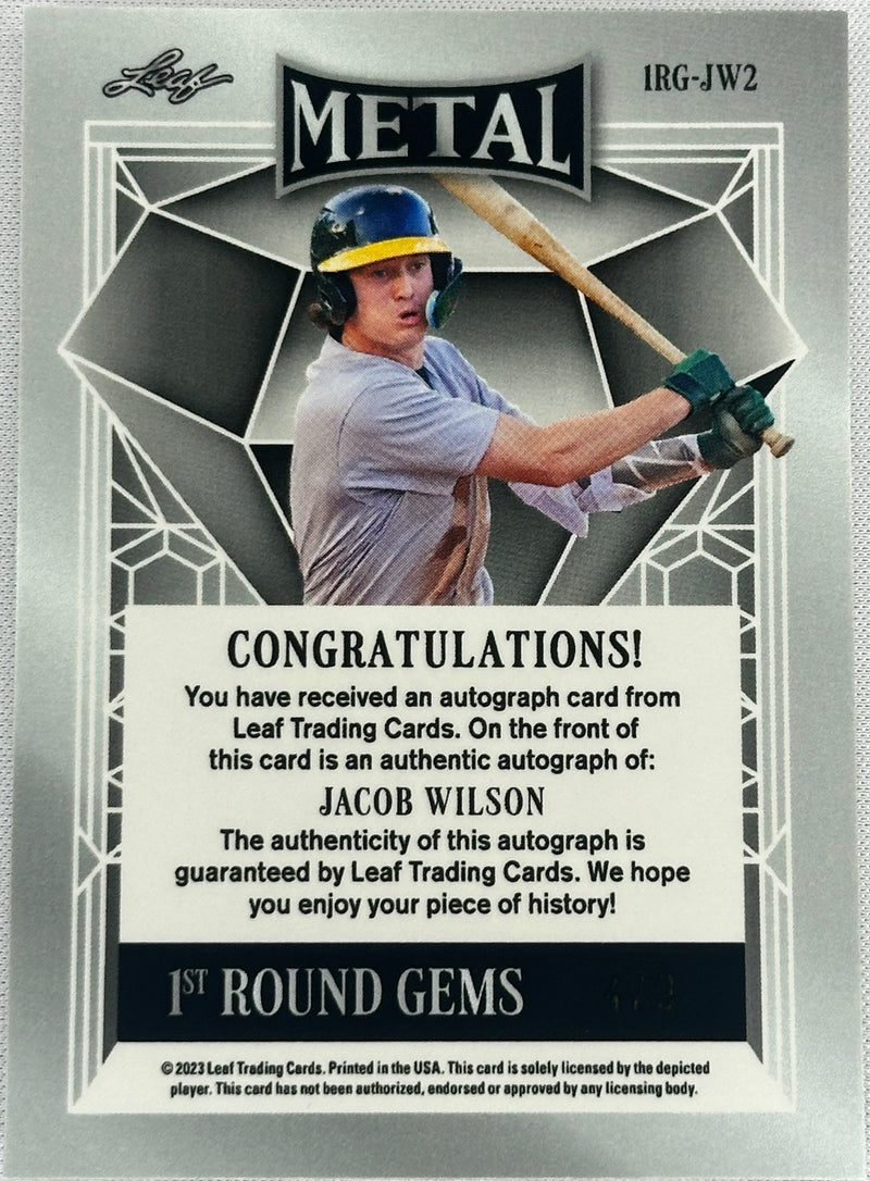 2023 Leaf Metal Jacob Wilson 1st Round Gems Auto /9 #IRG-JW2-2