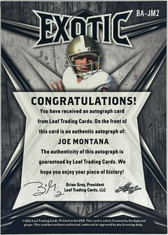 2022 Leaf Exotic Joe Montana Auto /2 #BA-JM2-2