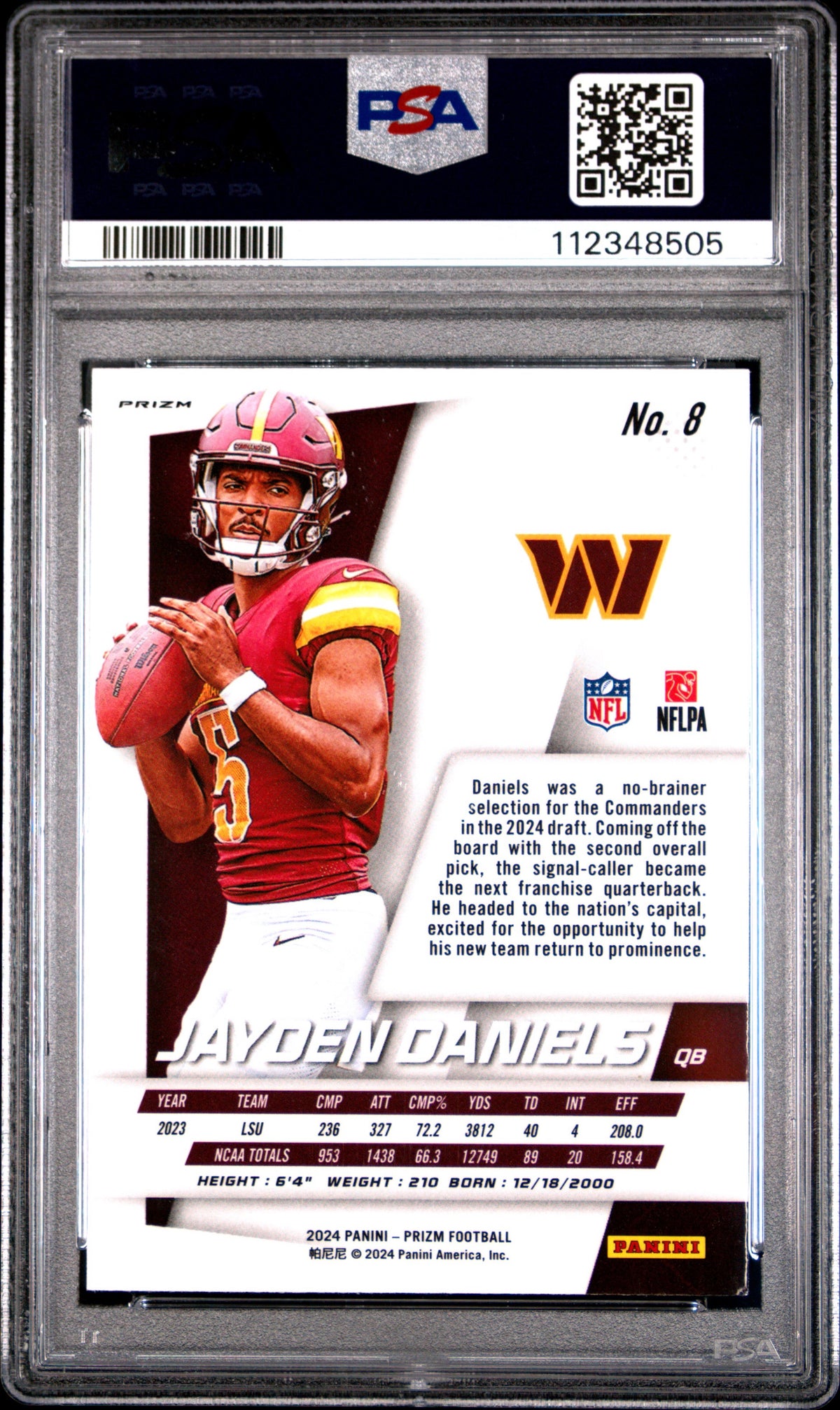 2024 Prizm Jayden Daniels Flashback Rookie 8 PSA 9-2