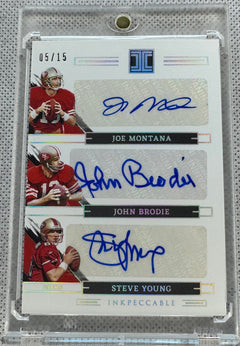 2022 impeccable Joe Montana John Brody Steve Young Triple Auto INT-SF9-1