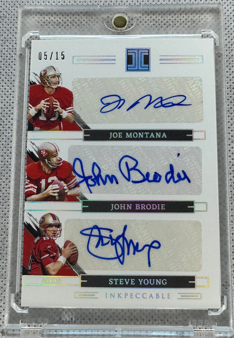 2022 impeccable Joe Montana John Brody Steve Young Triple Auto INT-SF9-1