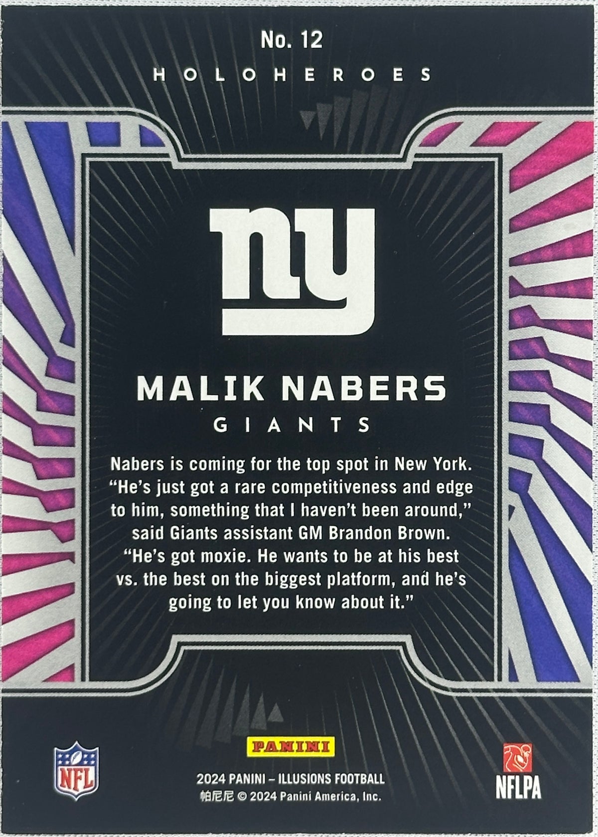 2024 Illusions Malik Nabers HoloHeroes Rookie RC #12-2