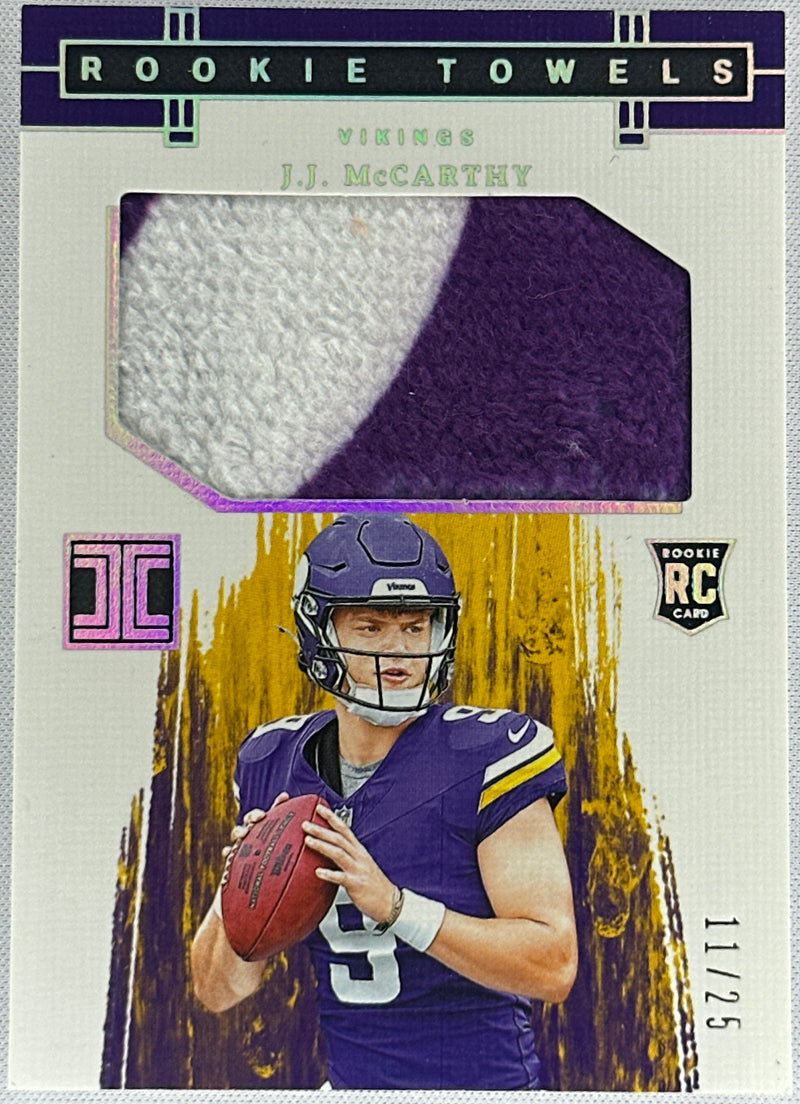 2024 Impeccable J.J. McCarthy Rookie Towels RC /25 #RT-JJM-1