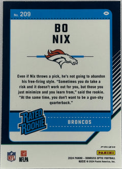 2024 Donruss Optic Prizm Bo Nix Holo #209-2