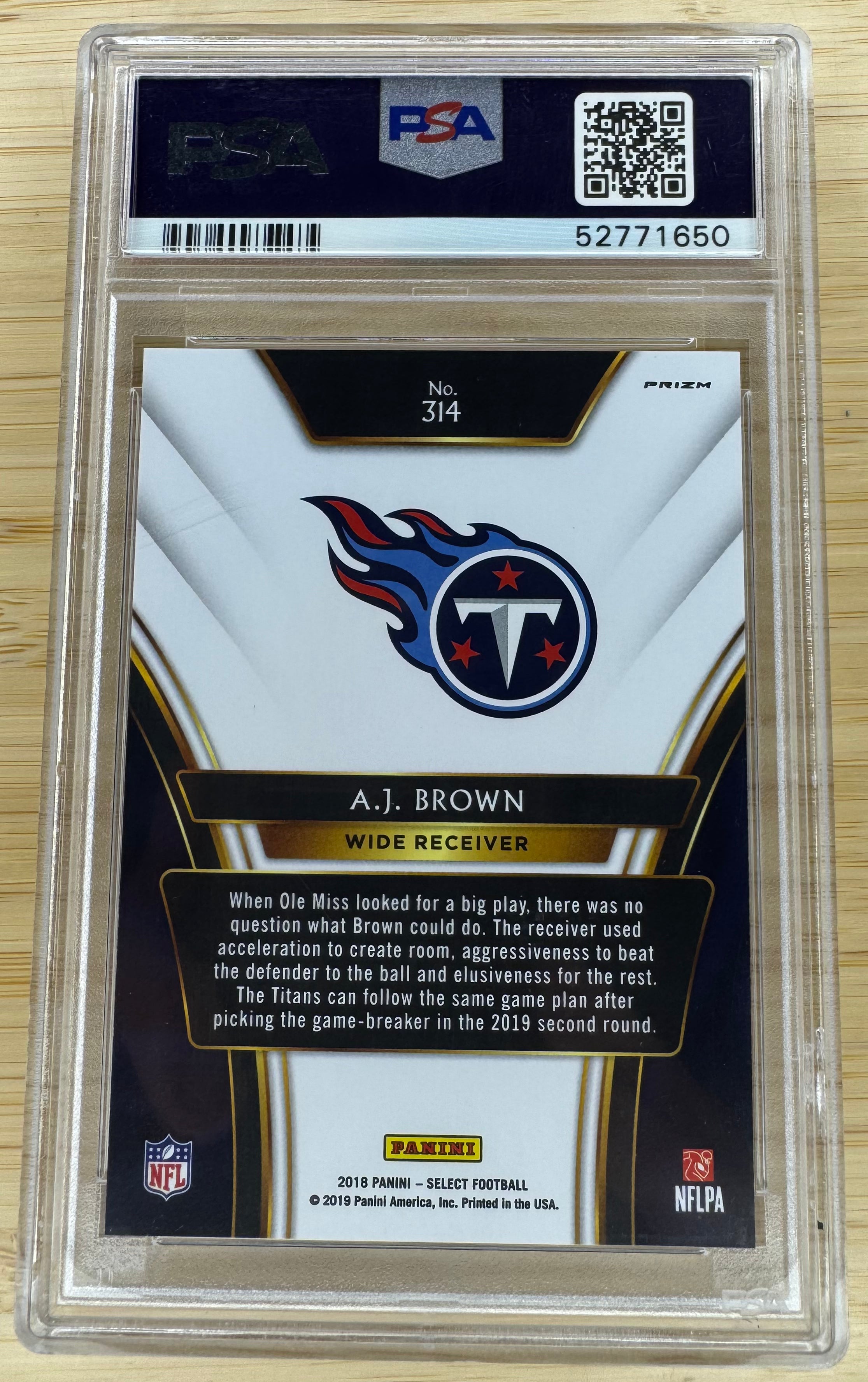 2018 Panini Select A.J Brown XRC PRIZM REDEMPTION #314 PSA 10
